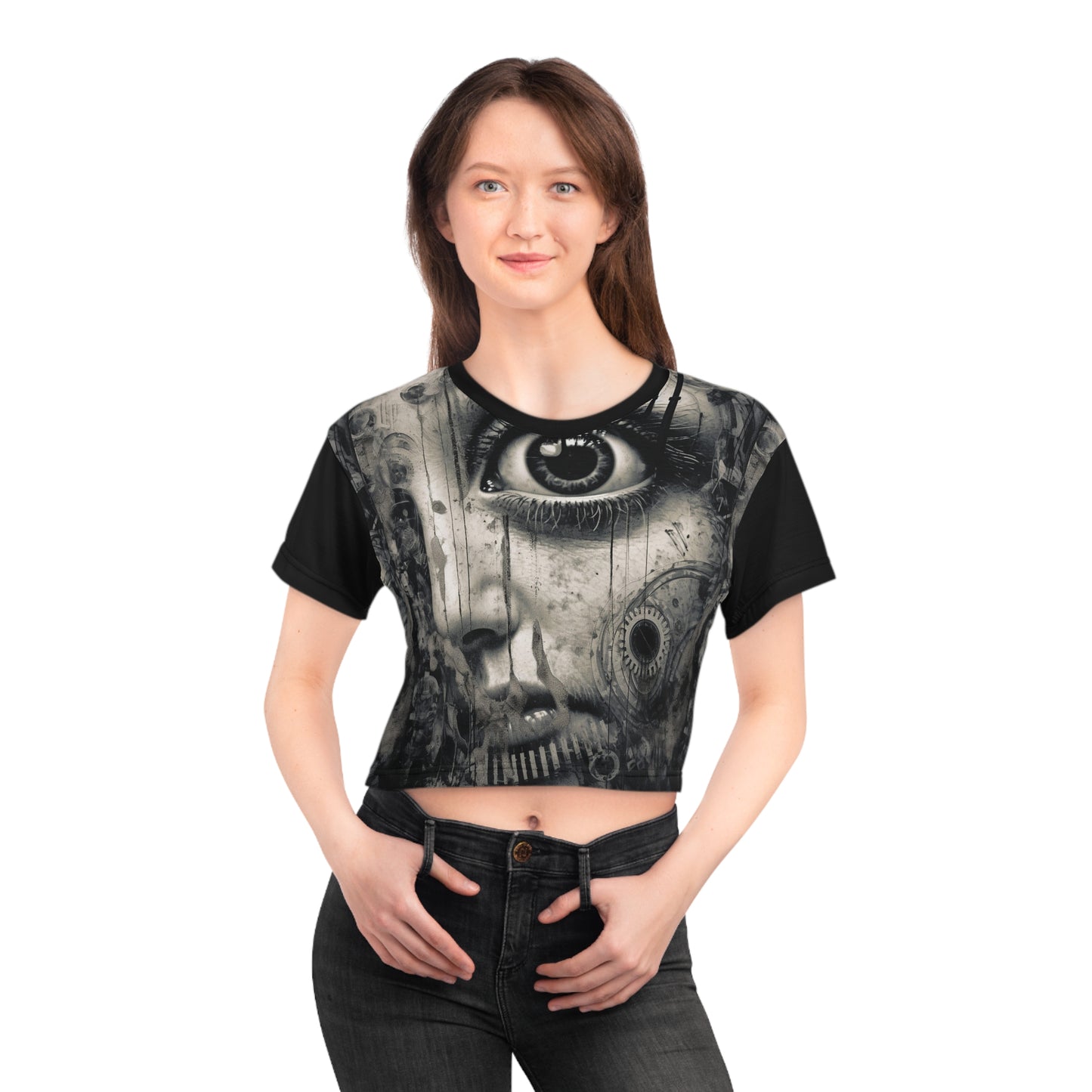 Cyber Human Face Crop Tee