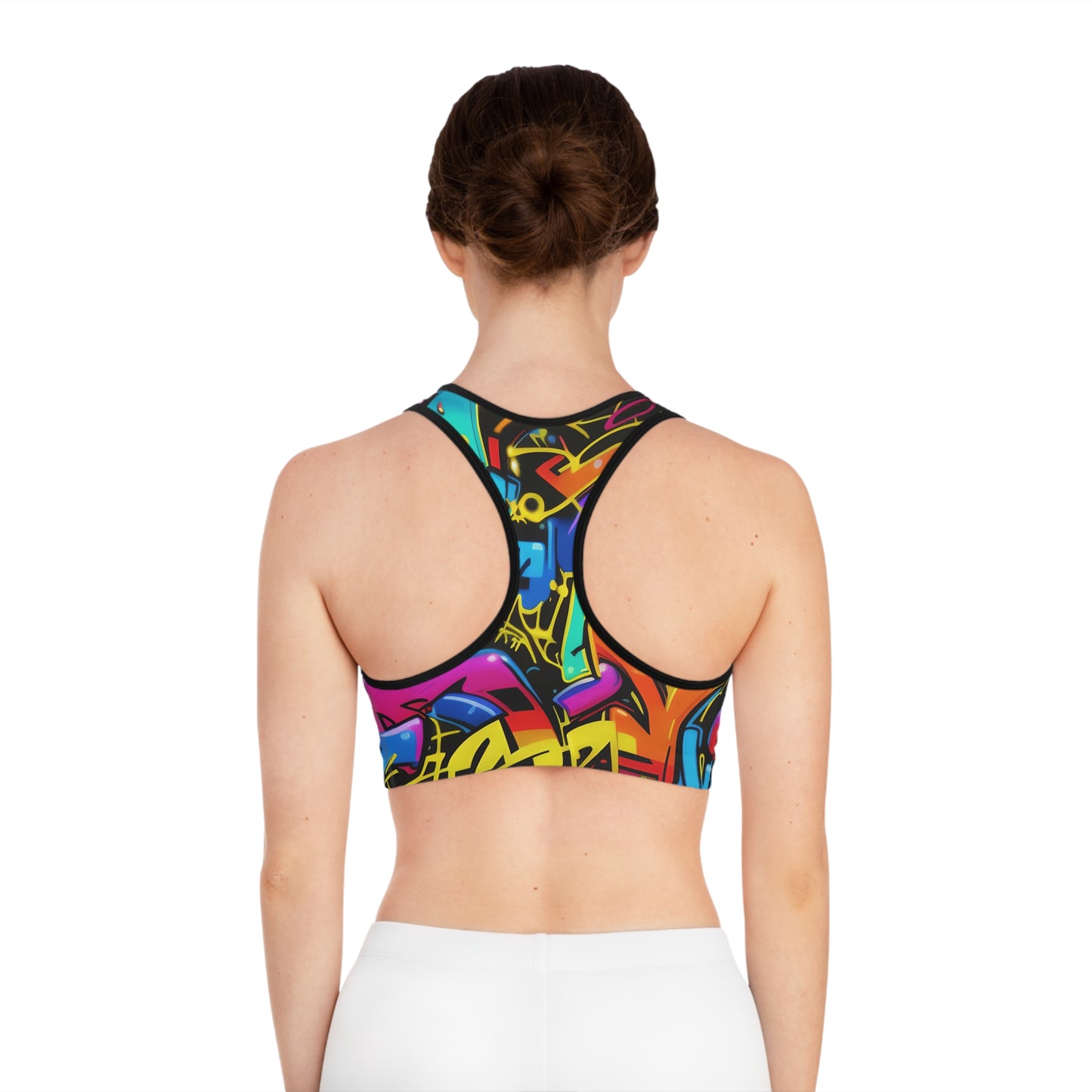 Colorful Graffiti Pattern Sports Bra