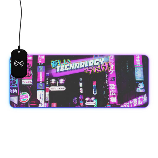 Cyberpunk Tokyo 15W Wireless Charging LED Gaming Mouse Pad