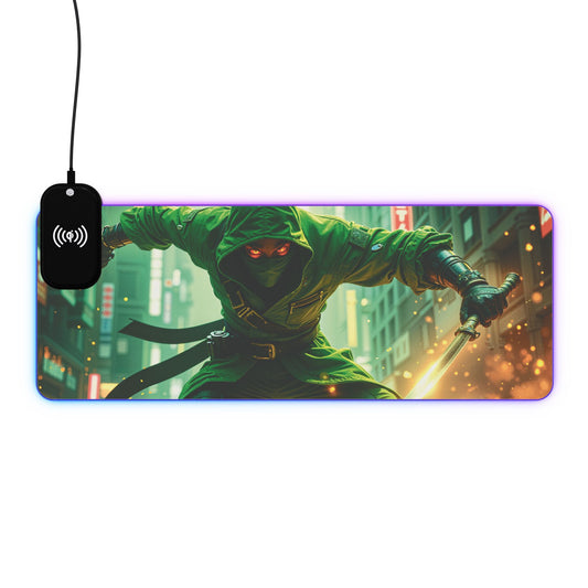 Green Ninja 15W Wireless Charging LED Gaming Mouse Pad