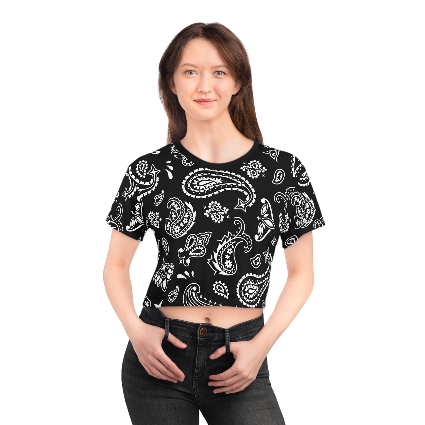 Black & White Paisley Crop Tee