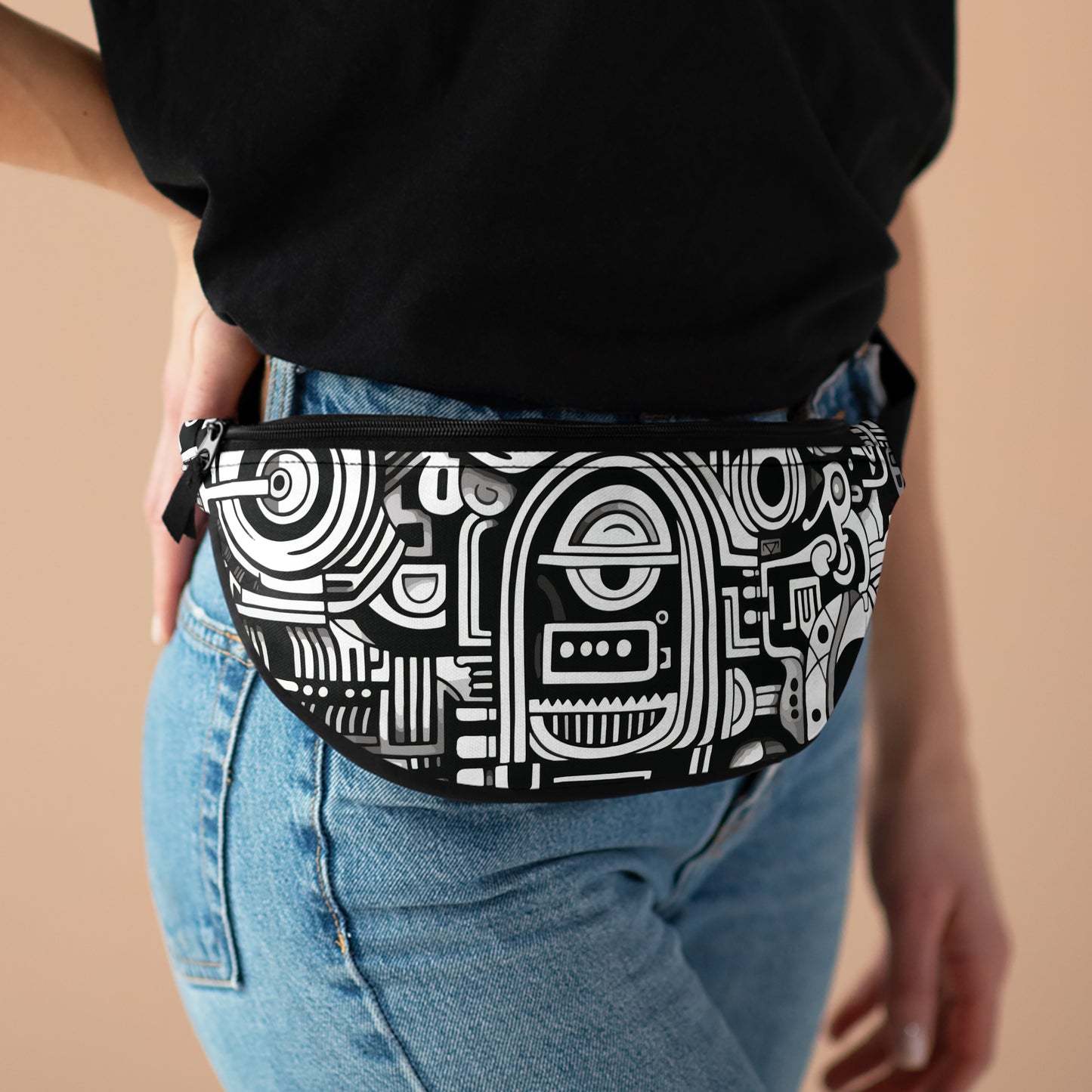 Abstract Black & White Fanny Pack