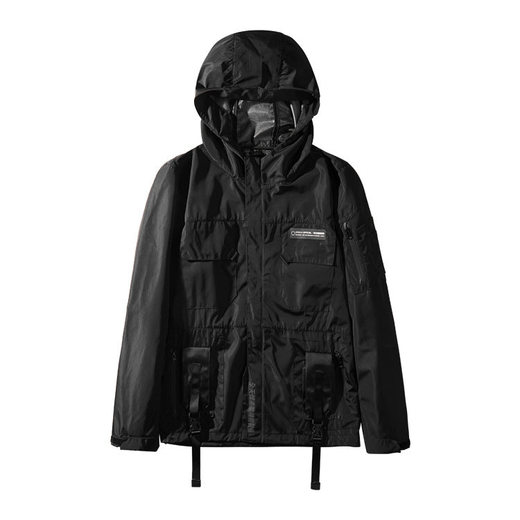 Black Windproof Loose Jacket for Men