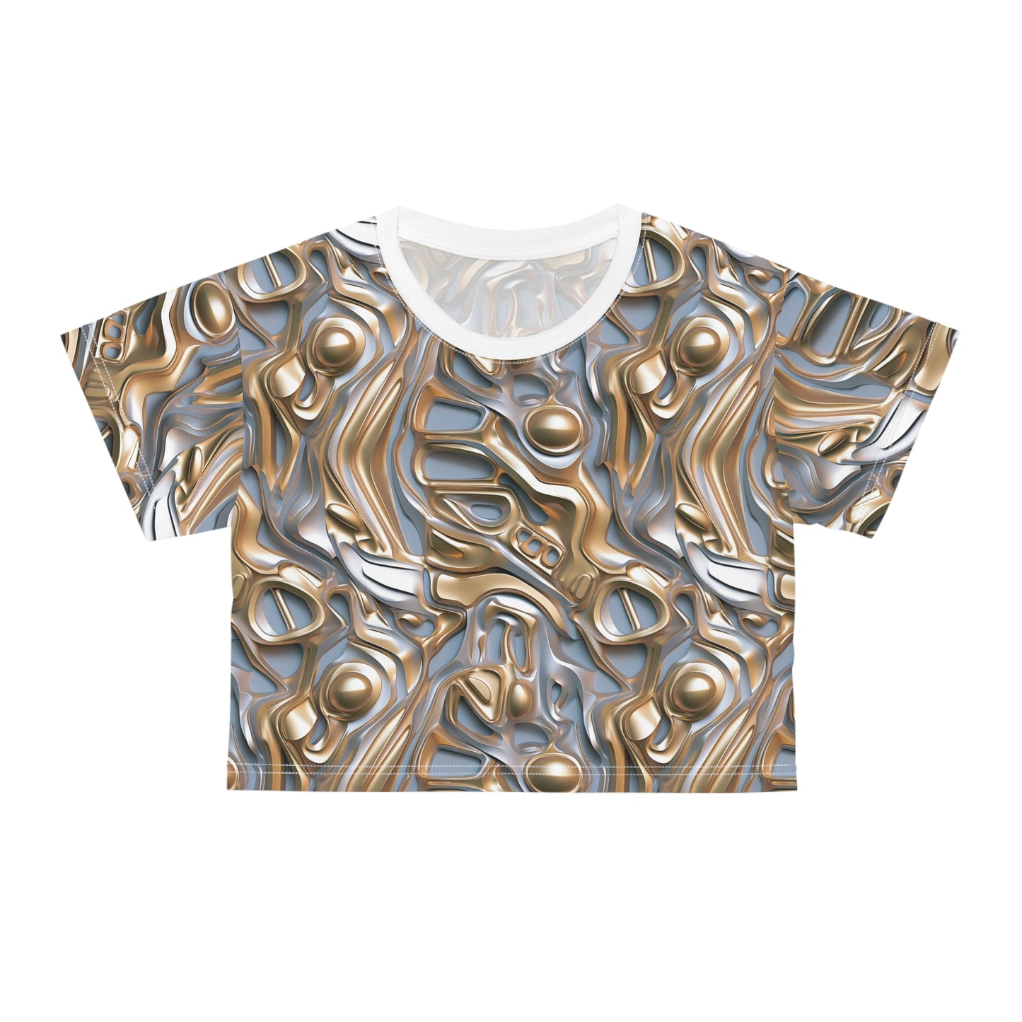 Gold & Silver Futuristic Crop Tee