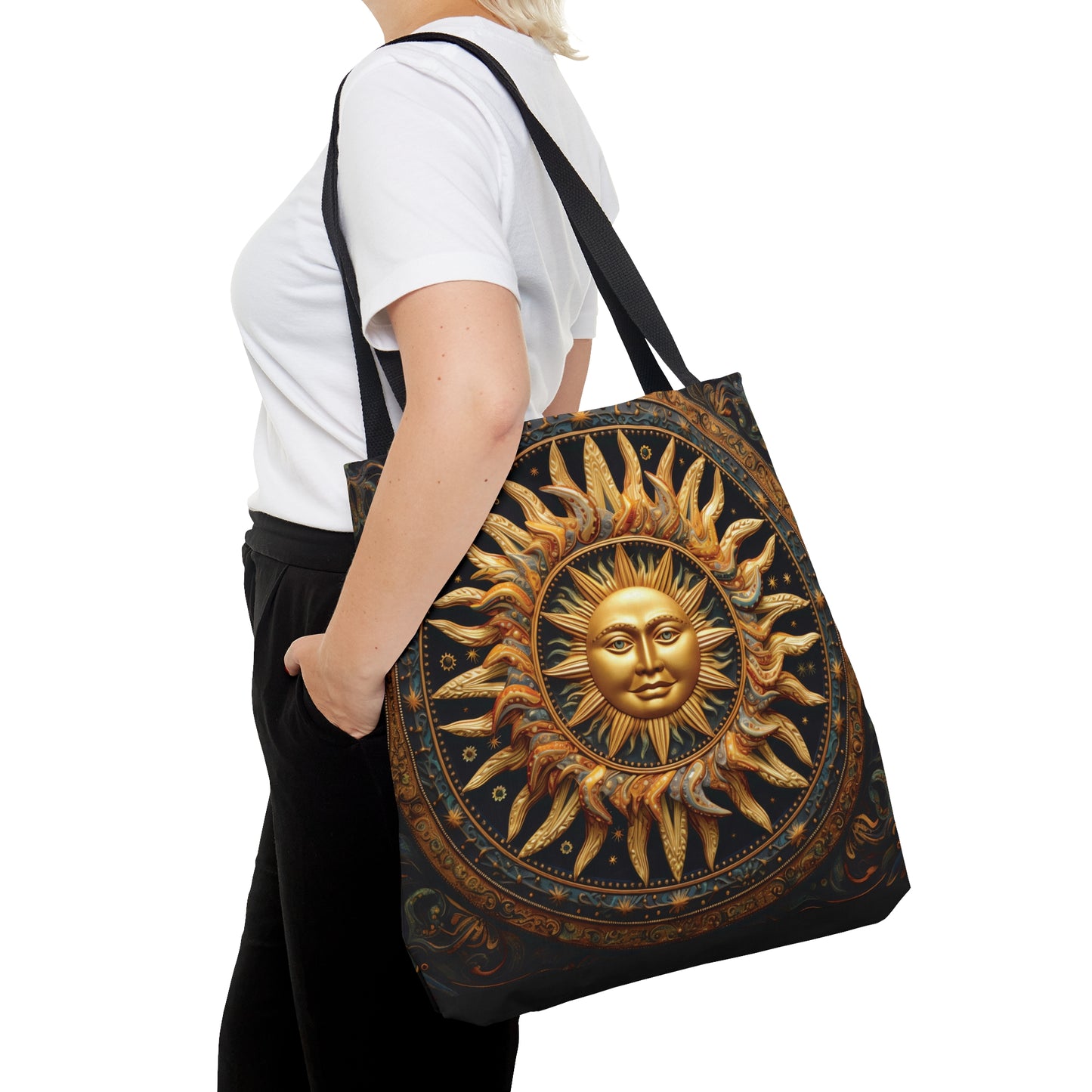 3D Golden Sun Tote Bag