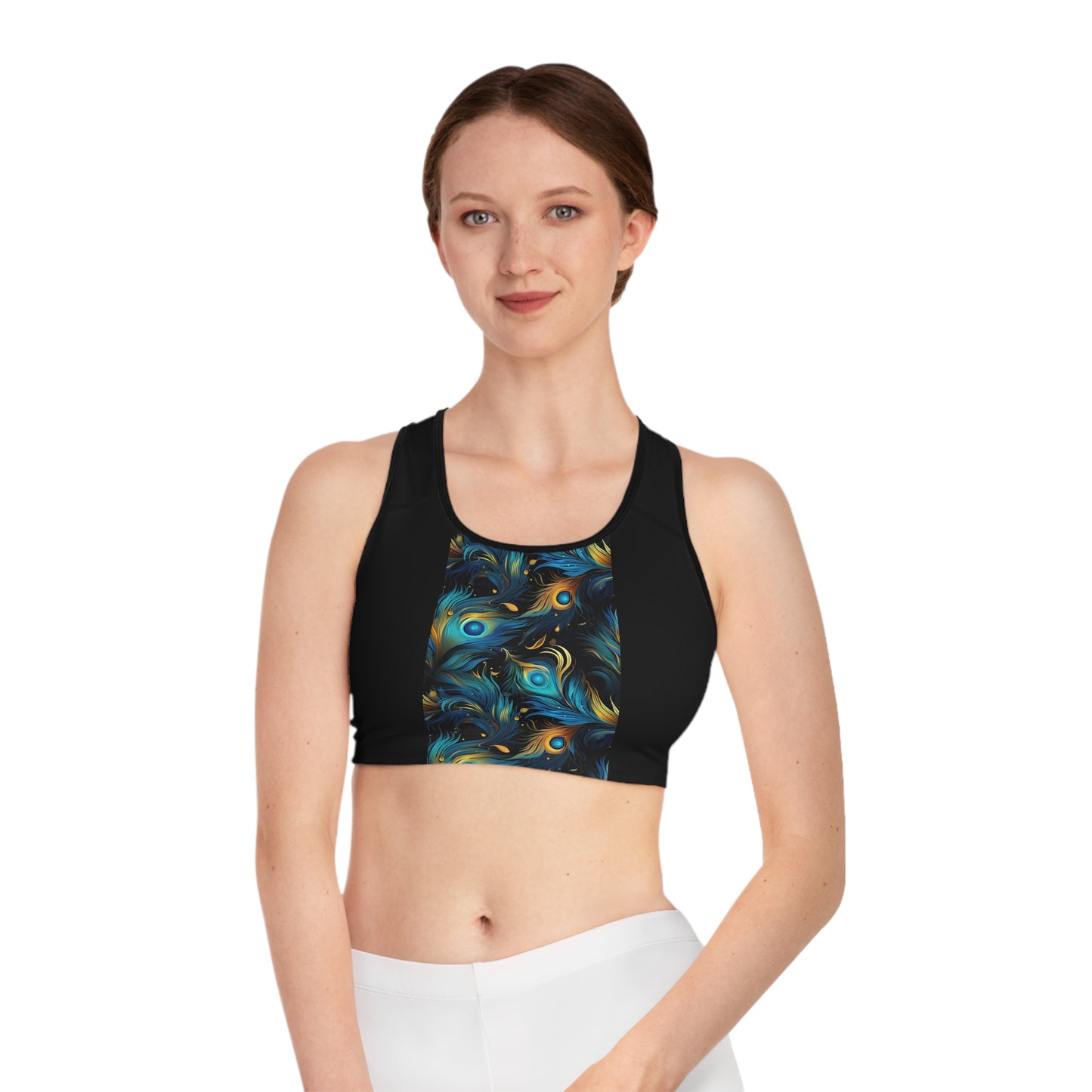 Peacock Feathers Sports Bra