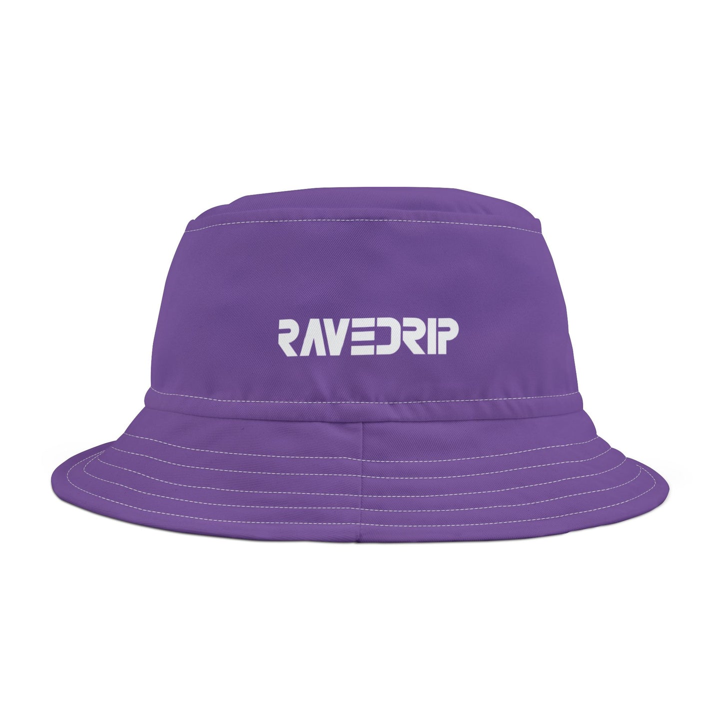 A vibrant purple Rave Drip bucket hat made from durable polyester, offering sun protection and bold style for festivals, beach days, and everyday wear.