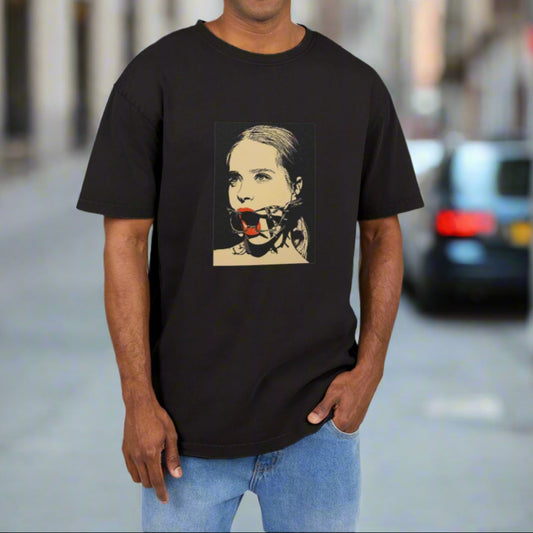 Acid Washed Oversized Tee for Men - Trendy Graphic Shirt with Relaxed Fit on a model