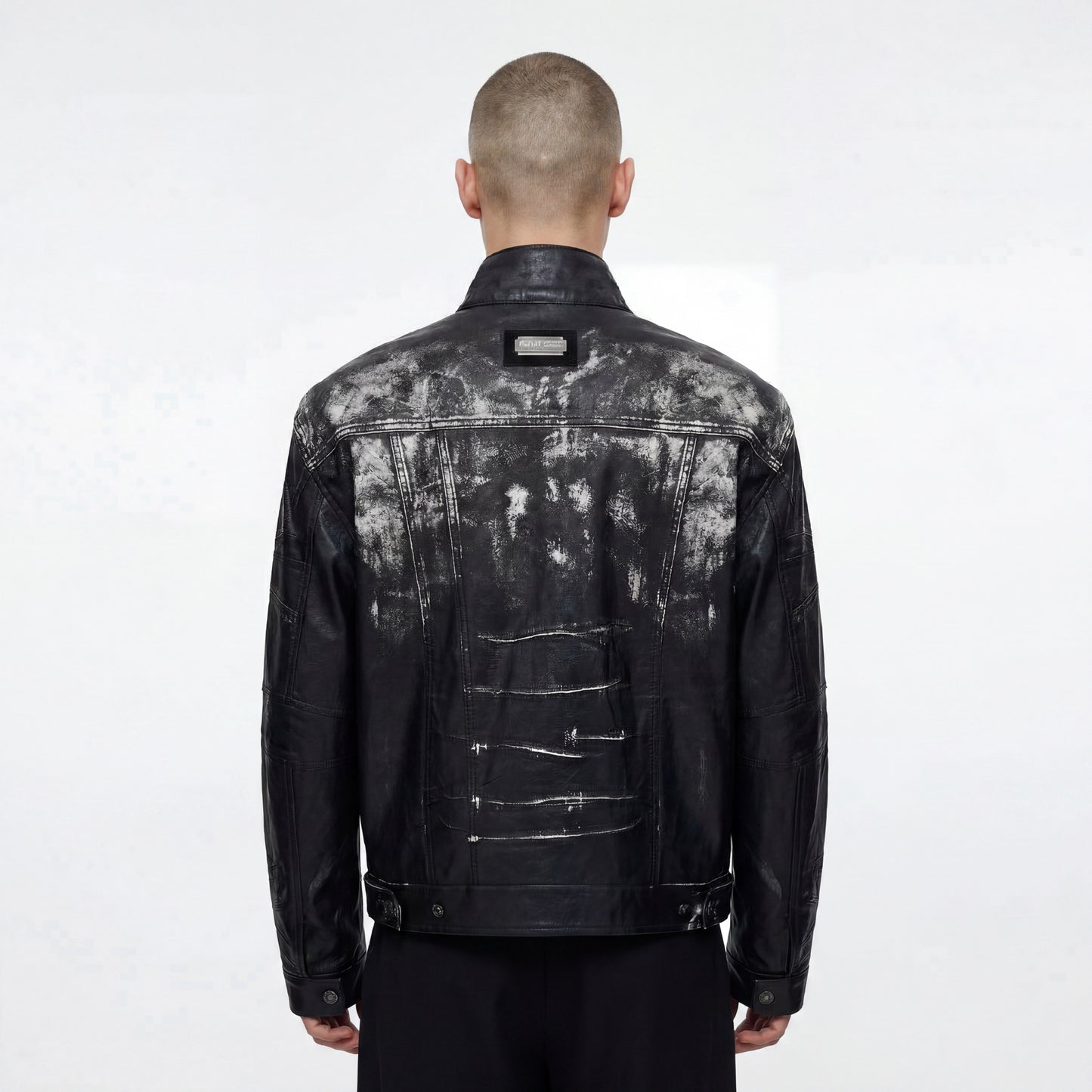 RAVEDRIP Chrome Distressed Vegan Leather Biker Jacket