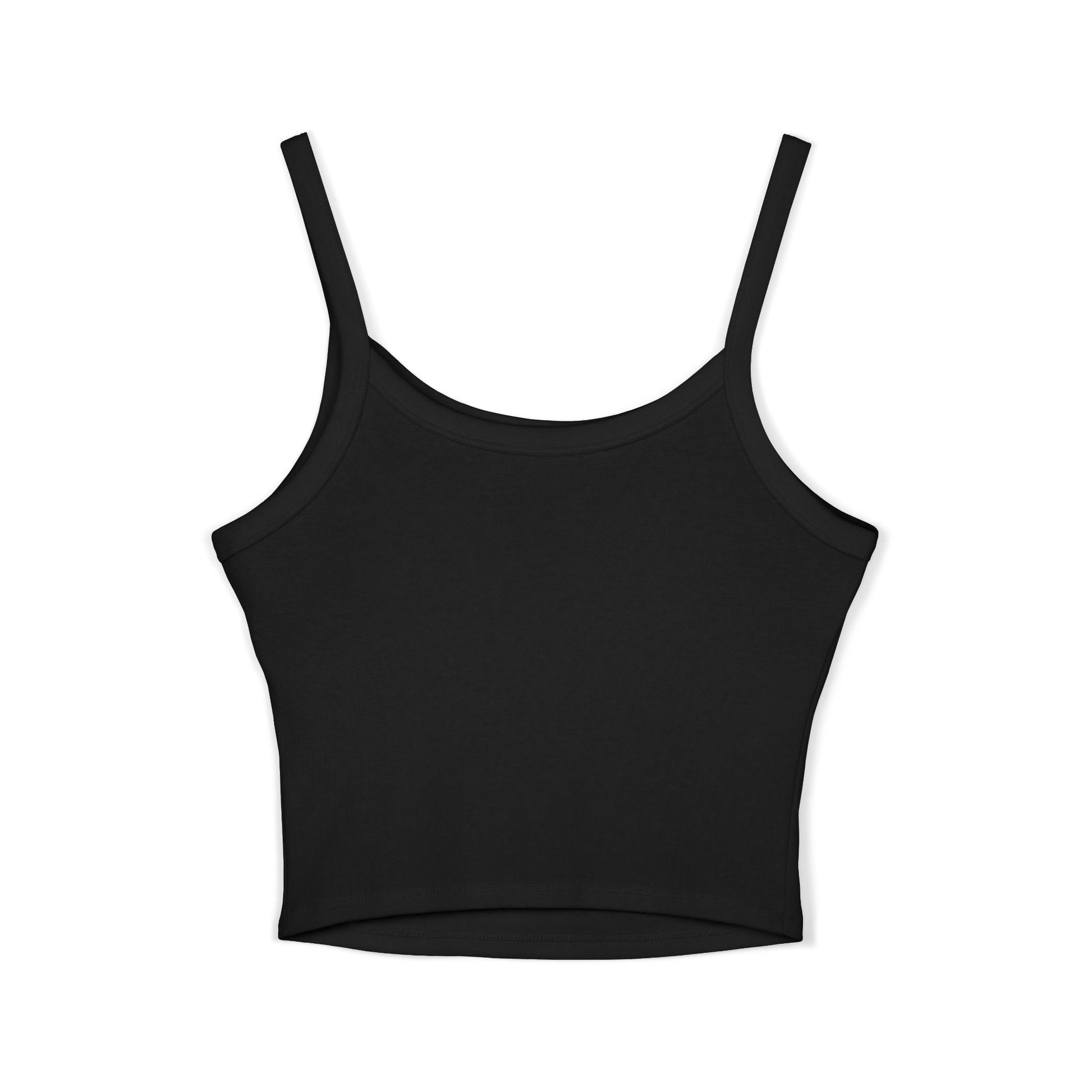 Back of spaghetti strap tank showing classic racerback cut and smooth stitching for a sleek, fitted finish

