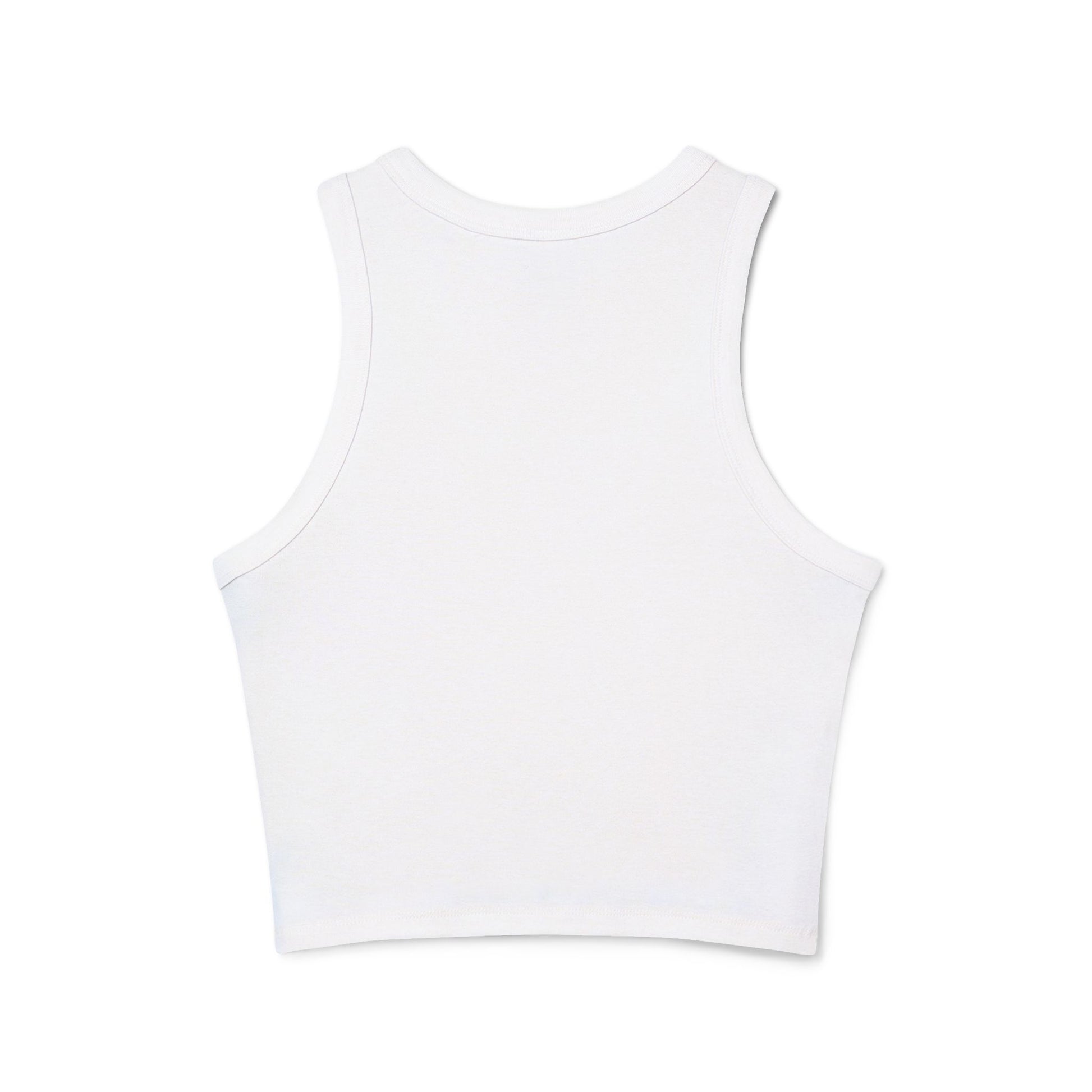 Back view of Cherry Kiss micro rib crop top showing snug tailored fit and racerback cut

