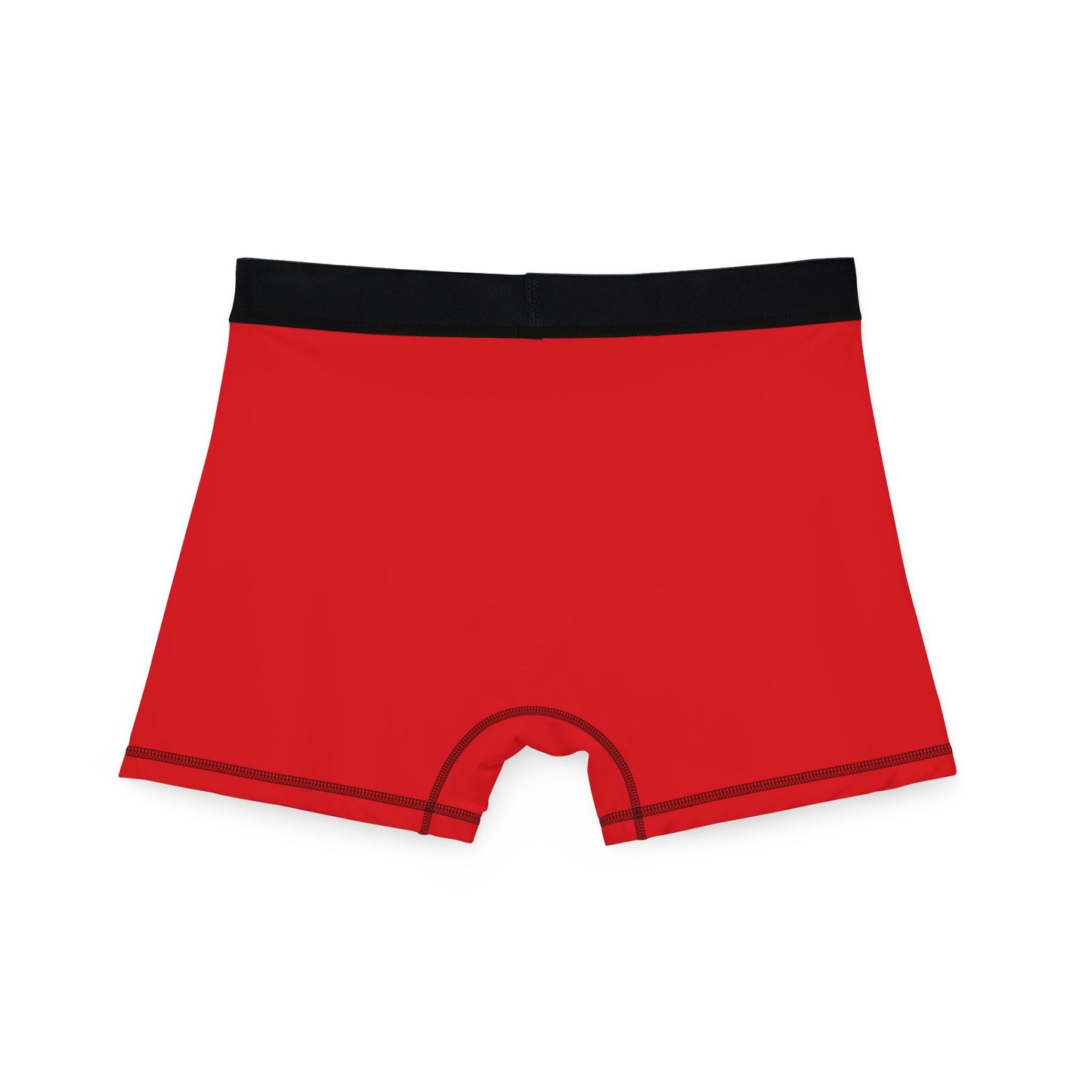 Back view of red men’s boxer briefs showing seamless fit and vibrant design