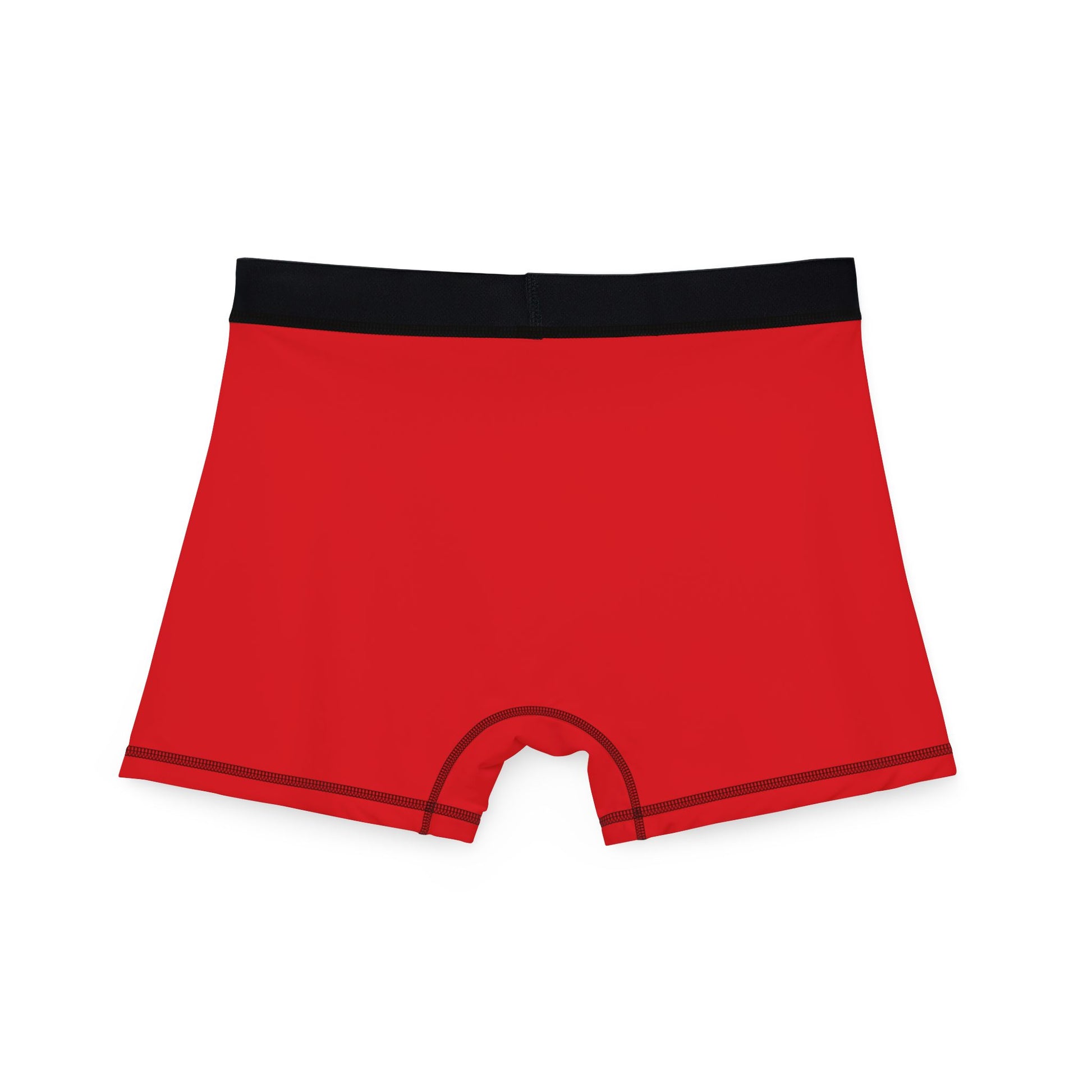 Back view of red men’s boxer briefs showing seamless fit and vibrant design