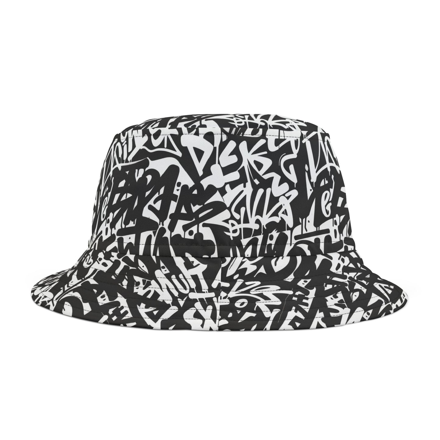 Black & White Graffiti Print Bucket Hat