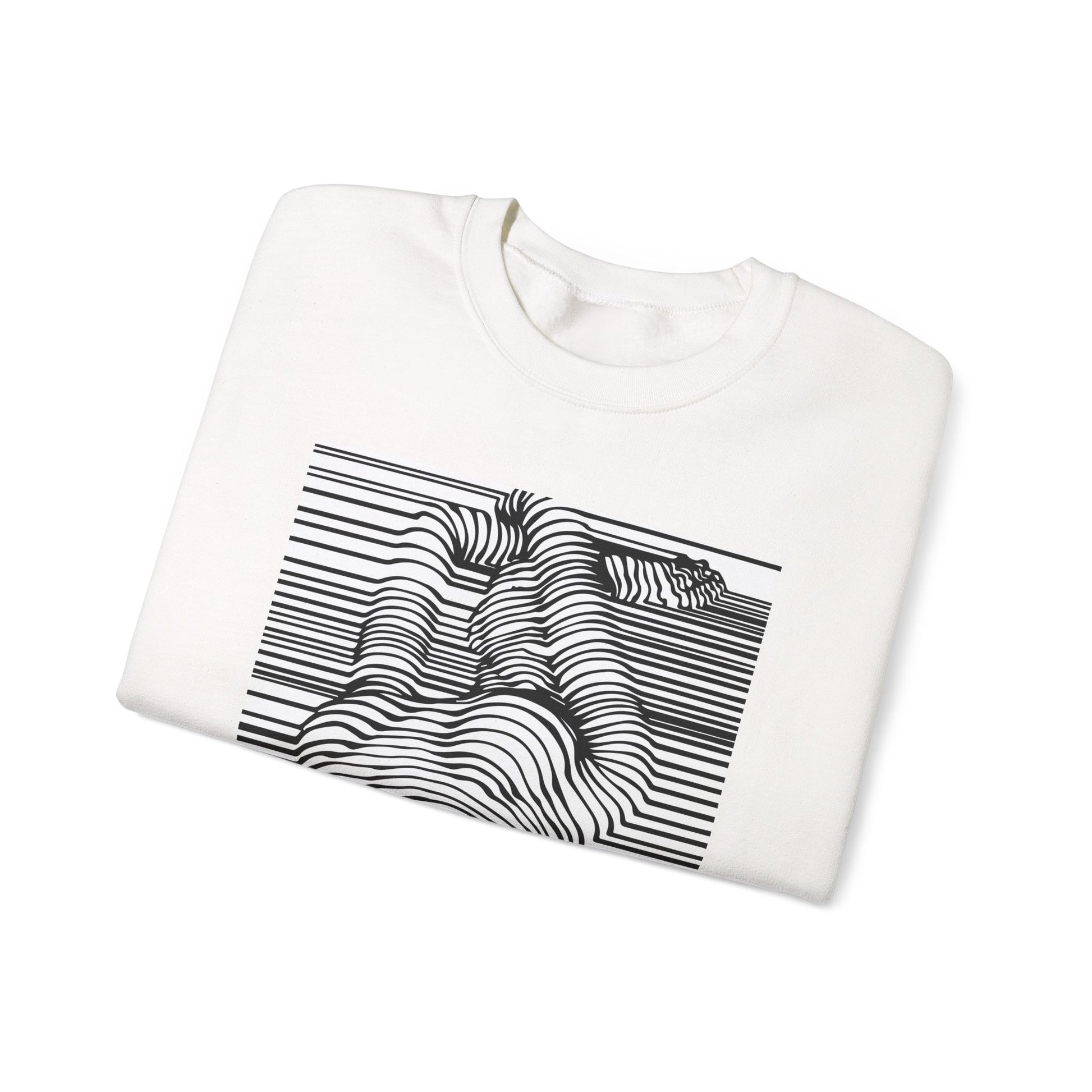 Close-up detail of embroidery on Naked Stripes Artistic Sweatshirt – Rave Drip design focus