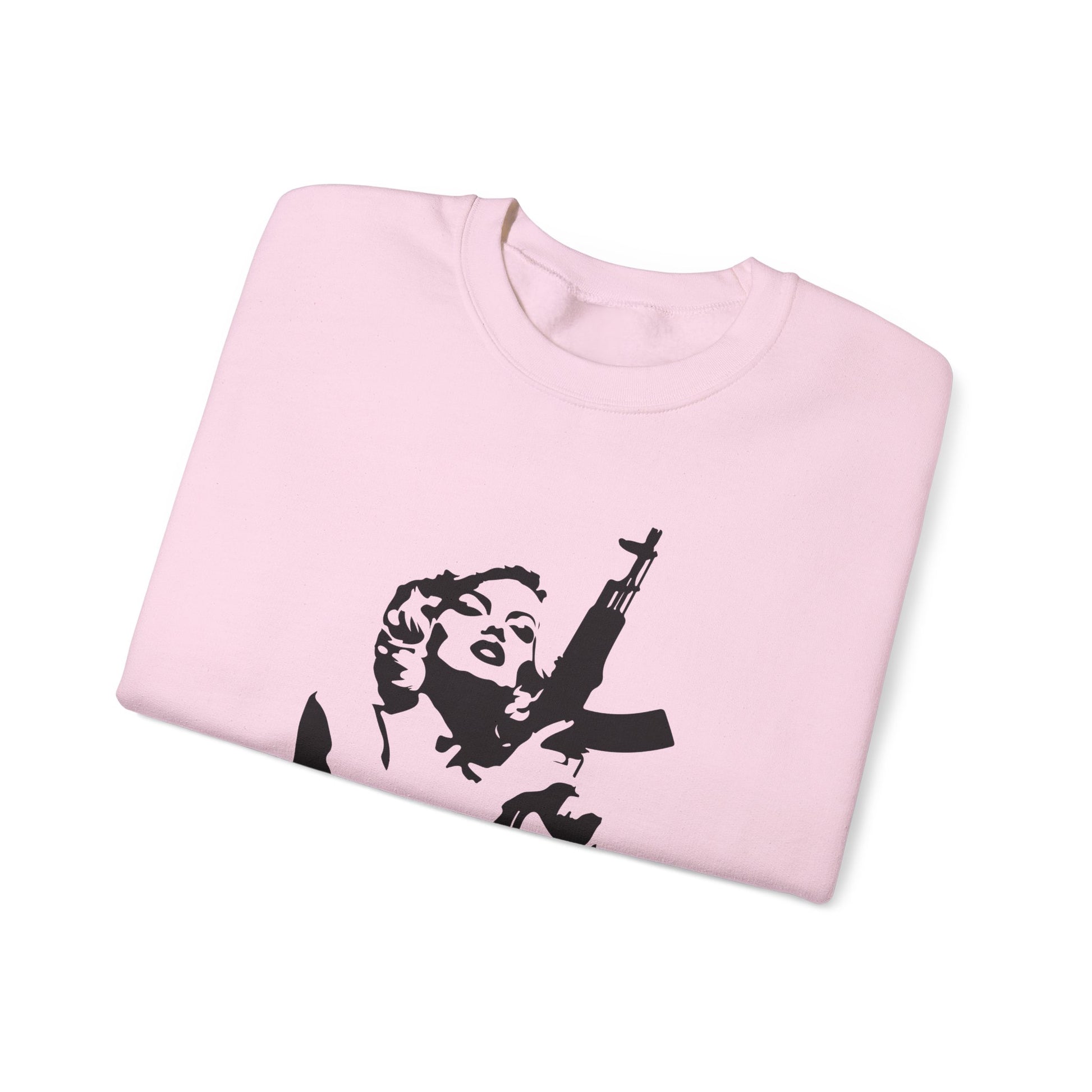 Close-up detail on Femme Fatale Pink Sweatshirt – Rave Drip branding focus