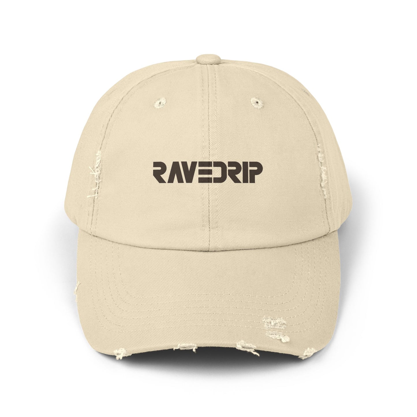 Distressed stone cap with RAVEDRIP logo