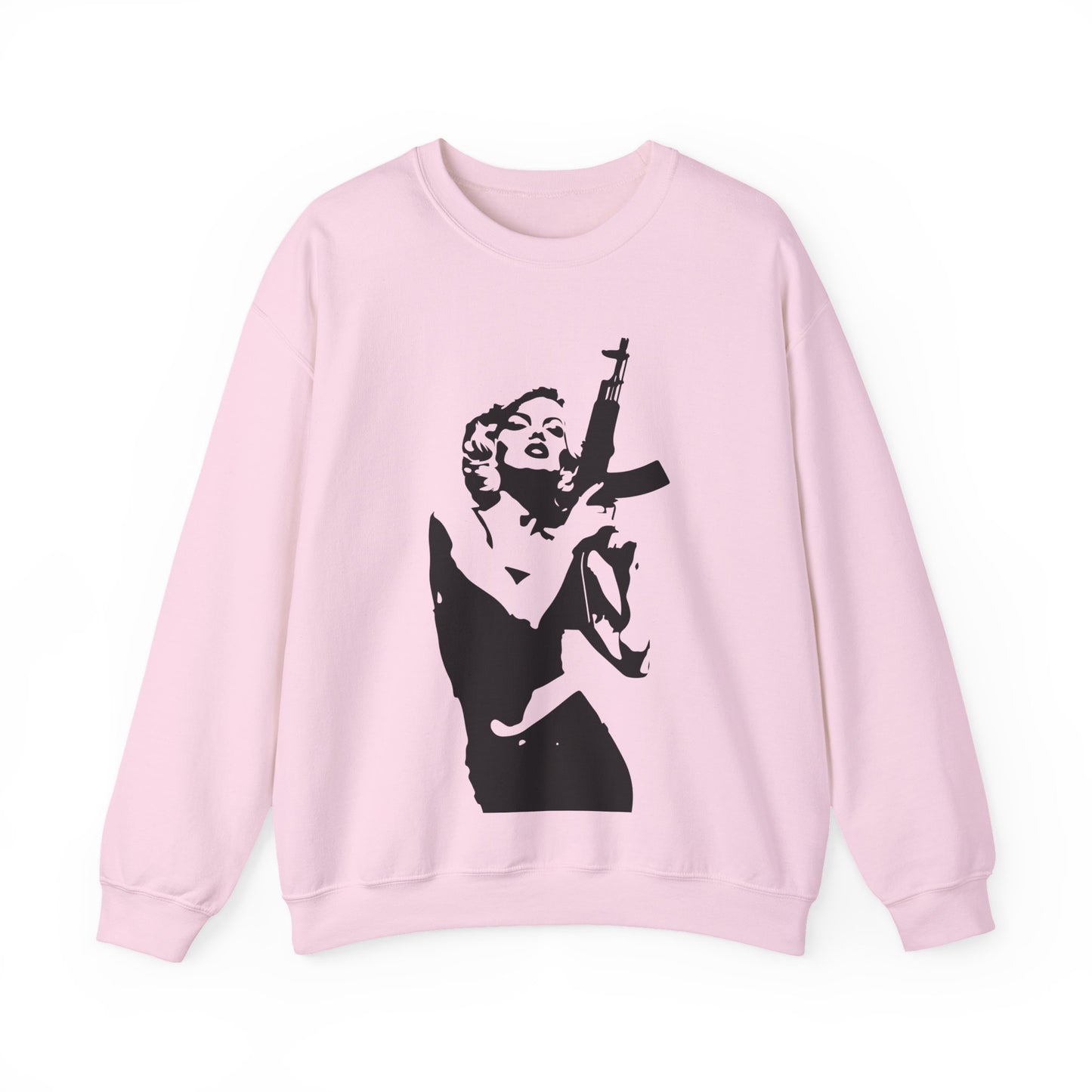 Flat lay of Femme Fatale Pink Sweatshirt – empowering pink casual design front view