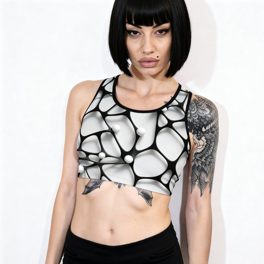 3D Black & White Sports Bra – Minimal Design Max Impact