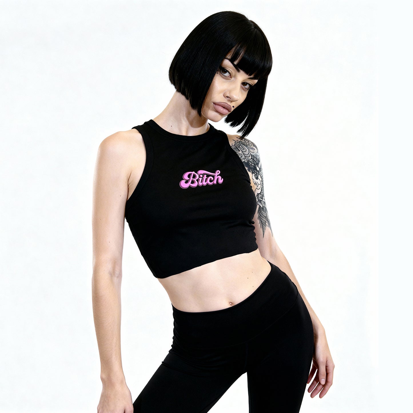 ‘Bitch’ Micro Rib Racer Tank – Wear the Word, Own the Energy
