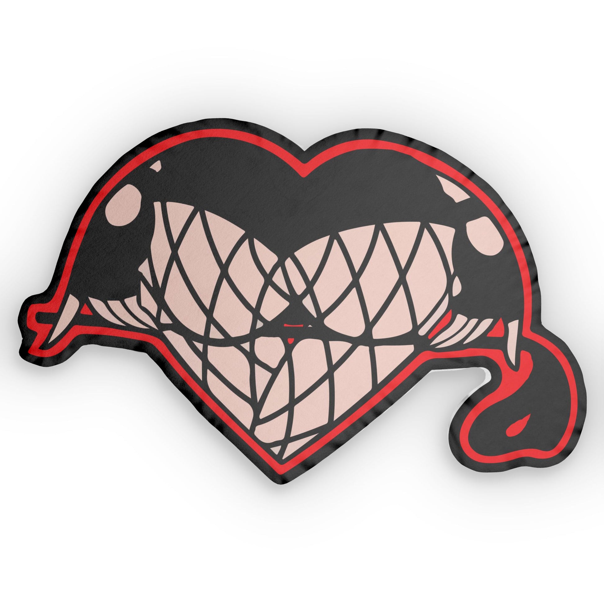 Front view of custom-shaped Heart Butt Mistress Pillow with bold mirrored print and plush texture

