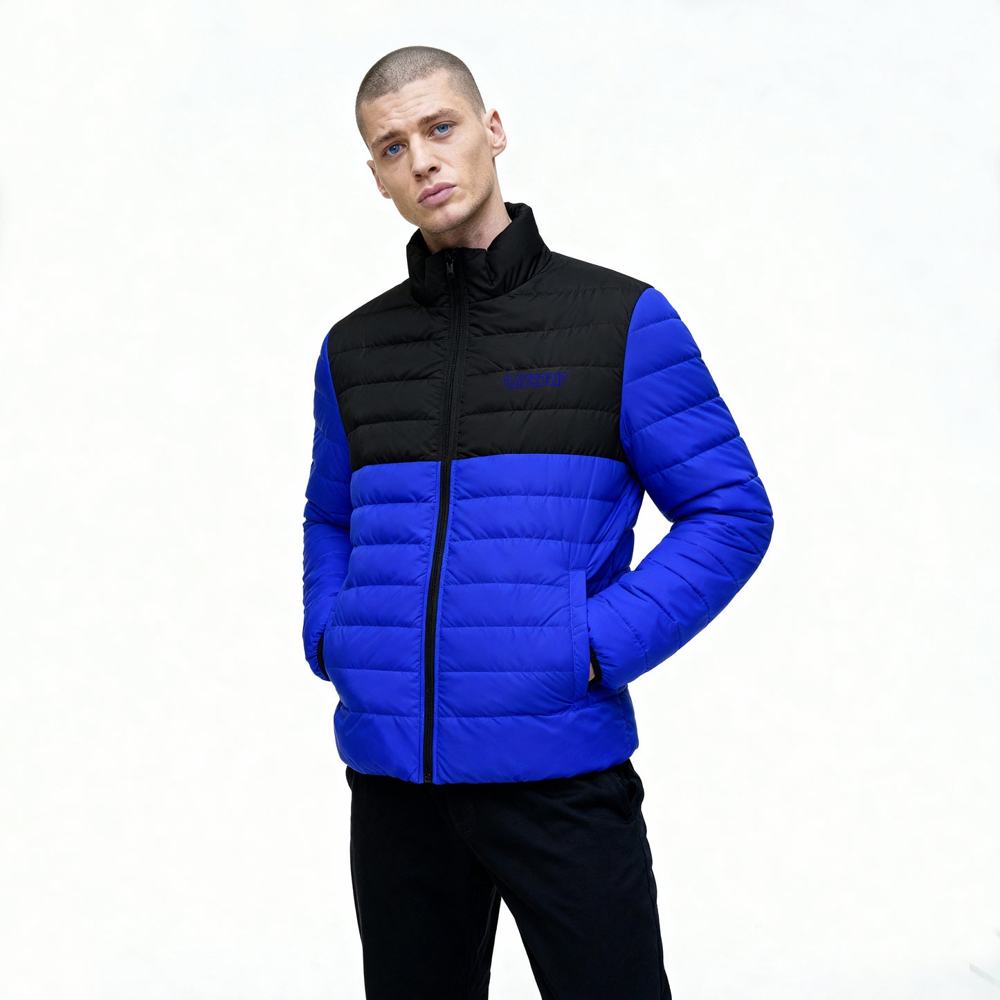 Rave Drip Royal Blue Colorblock Puffer Jacket for Men