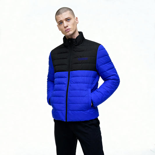 Rave Drip Royal Blue Colorblock Puffer Jacket for Men