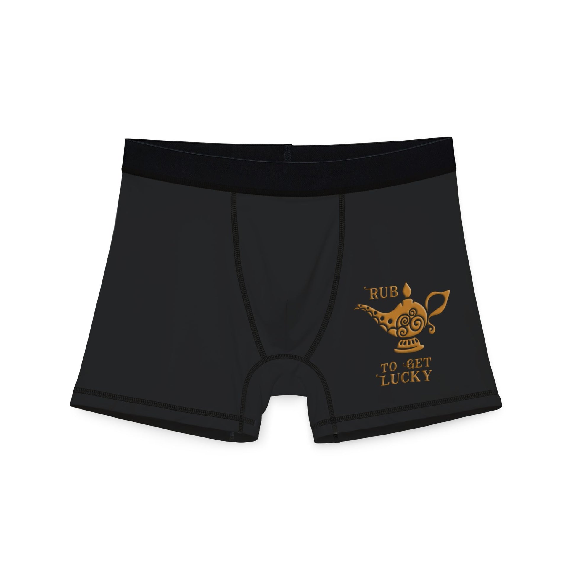 Men’s ‘Rub to Get Lucky’ Boxers – Fun, breathable, and stylish underwear with a playful design.
