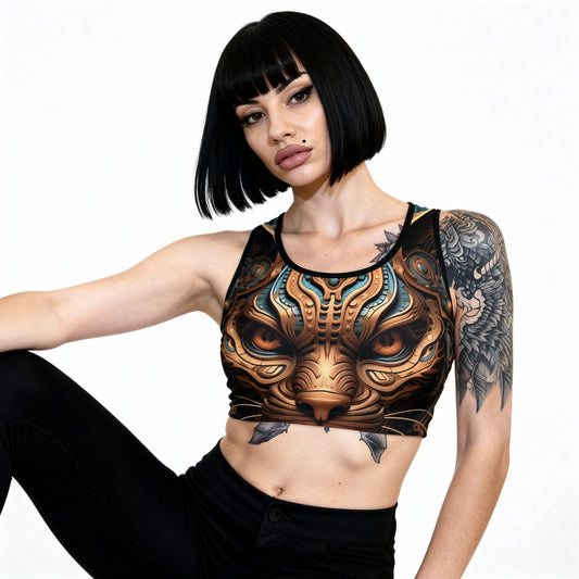 3D Psychedelic Cat Sports Bra – Moisture-Wicking & Supportive Activewear