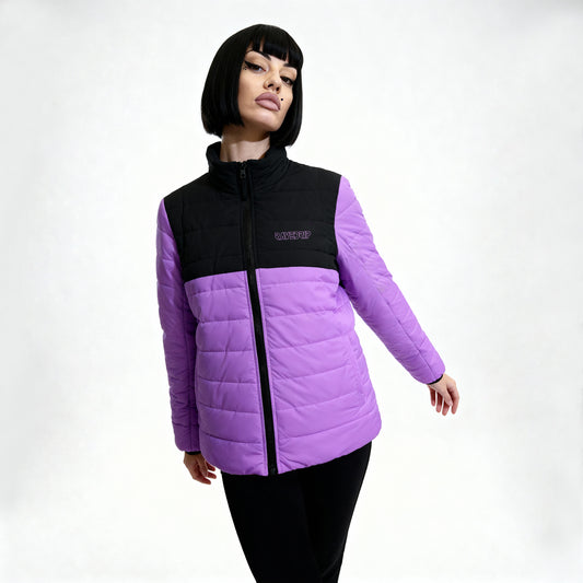 Rave Drip Purple Colorblock Puffer Jacket