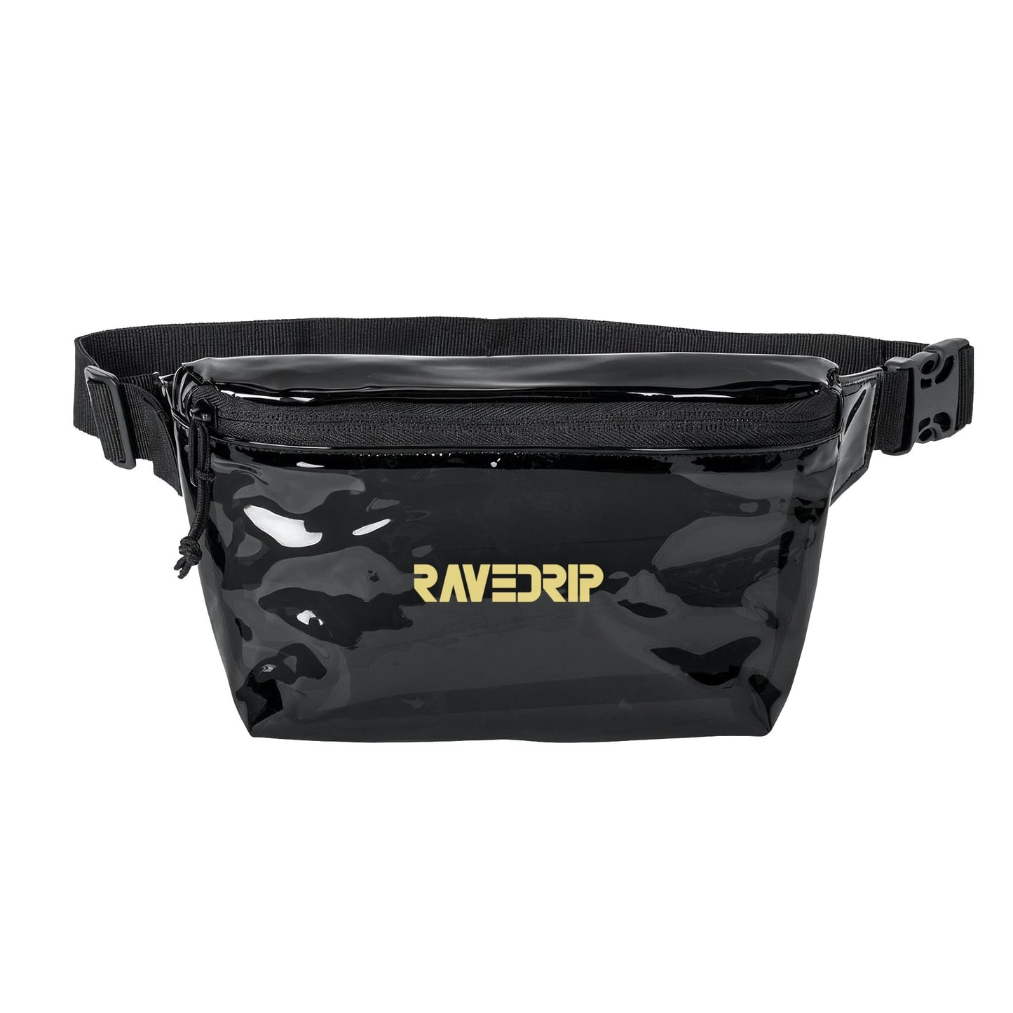 RAVEDRIP gloss black transparent waist bag