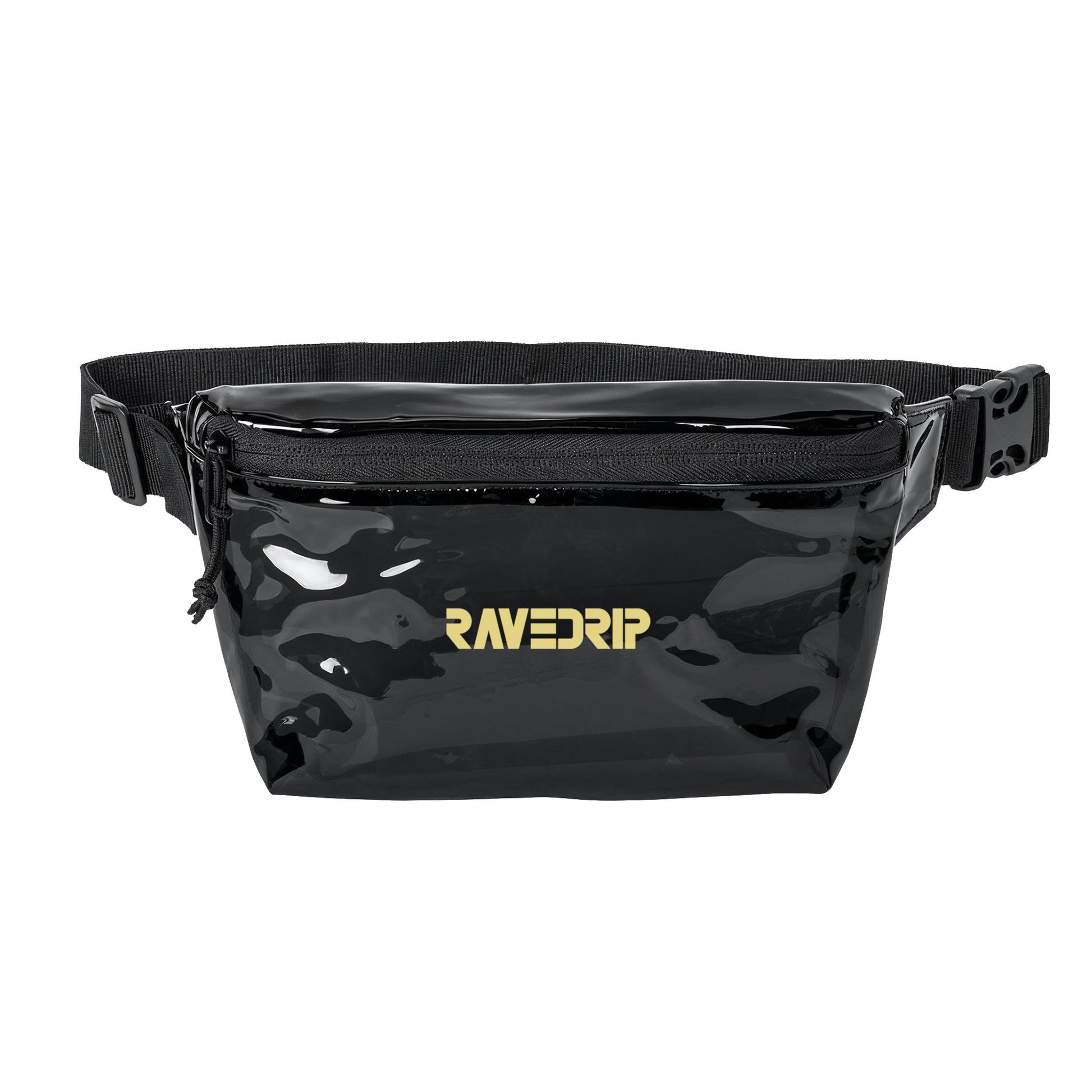 RAVEDRIP gloss black transparent waist bag