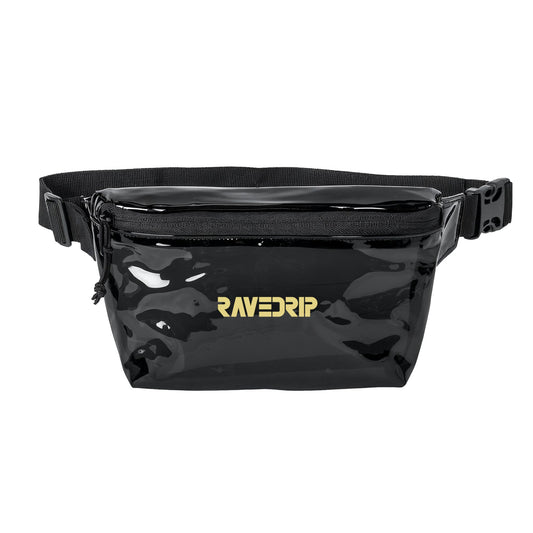 RAVEDRIP gloss black transparent waist bag