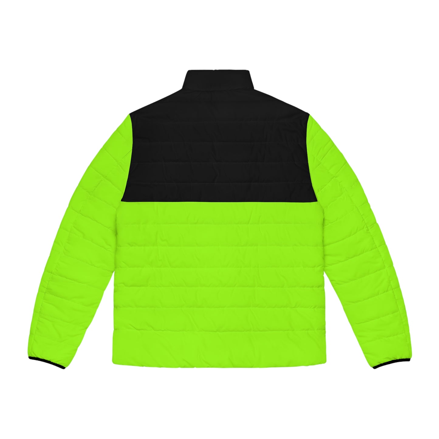 Rave Drip Neon Green Men’s Puffer Jacket back view