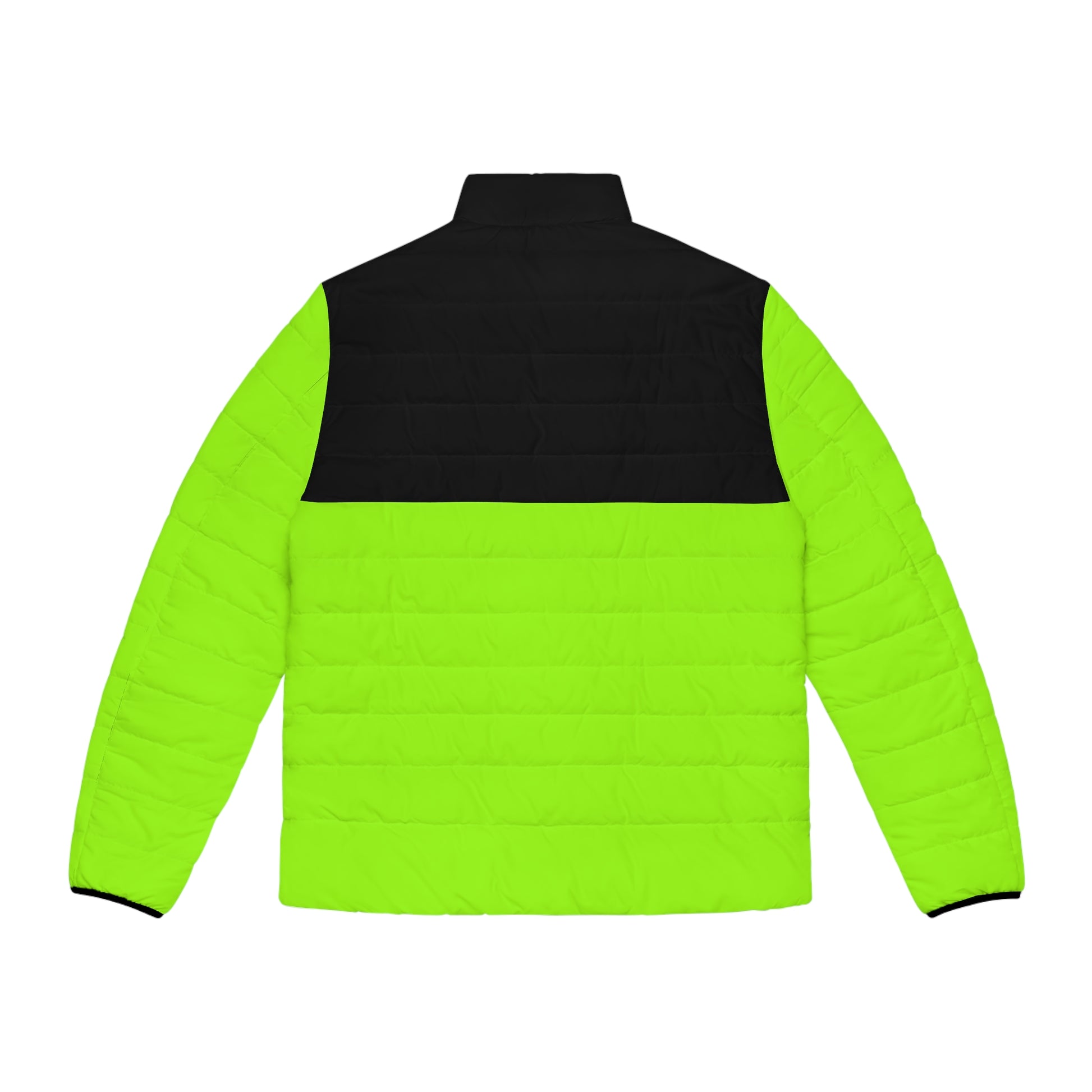 Rave Drip Neon Green Men’s Puffer Jacket back view