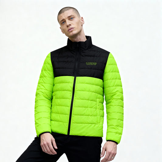 Rave Drip Neon Green Men’s Puffer Jacket