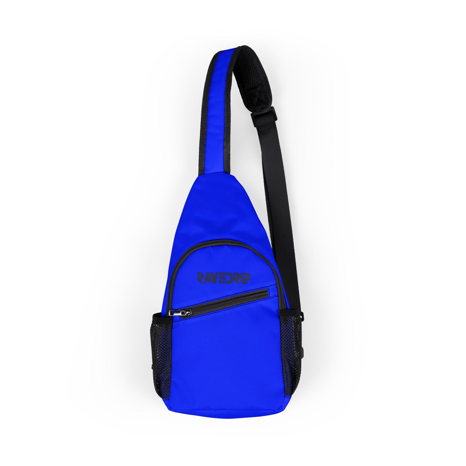 Rave Drip Royal Blue Chest Bag flat lay — stylish streetwear crossbody pack