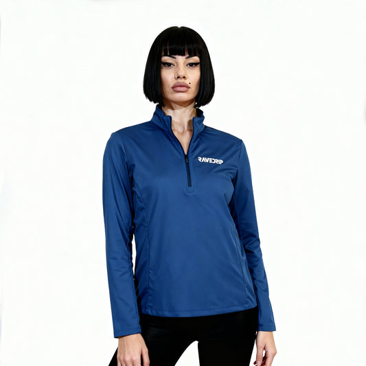 Rave Drip Blue Women’s Quarter-Zip Pullover – Lightweight Activewear Top