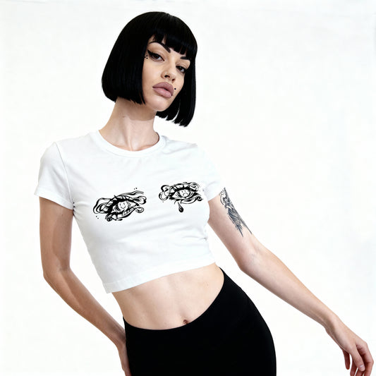 Surreal Eyes - Women's Crop top made of 100% Organic Cotton