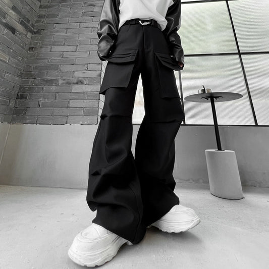 
Unisex Multi-Pocket Wide-Leg Pants – Functional Streetwear in Black
