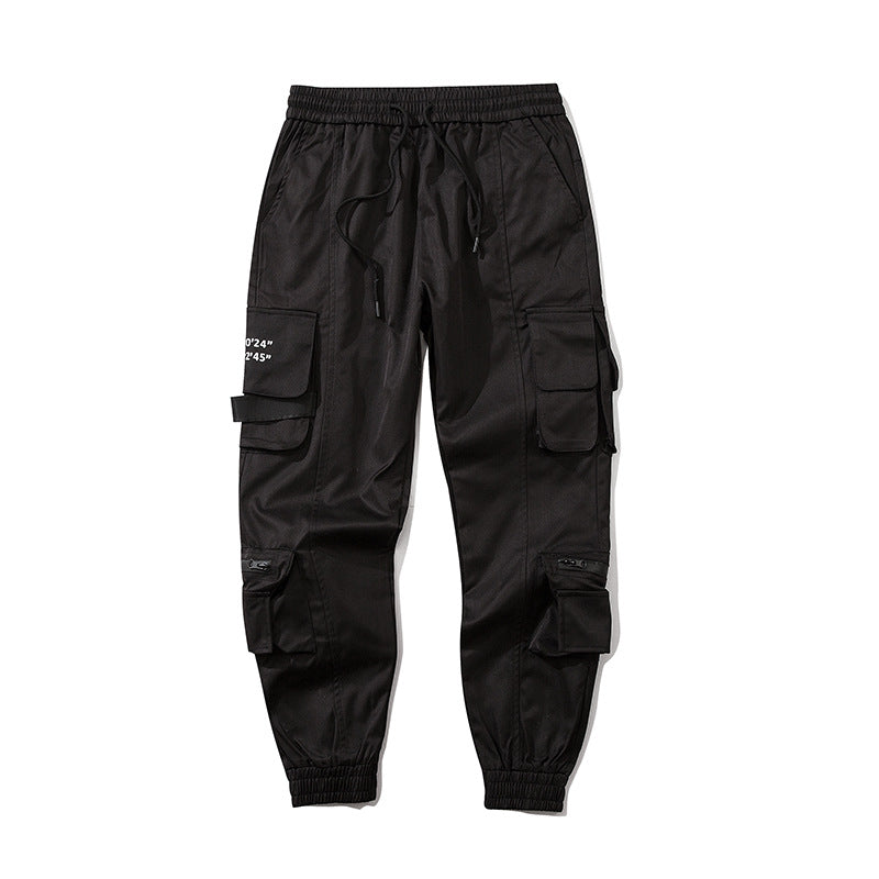 Black Techwear Pants with Multiple Pockets