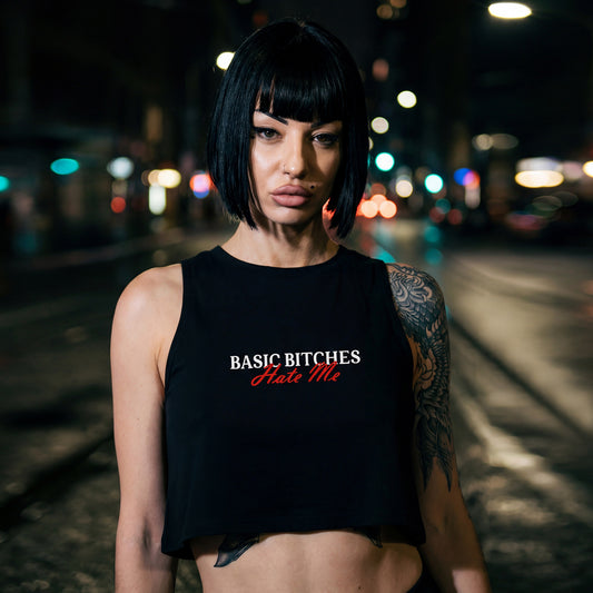 "Basic BItches Hate Me" Graphic Crop Top – Y2K Streetwear Statement Tee