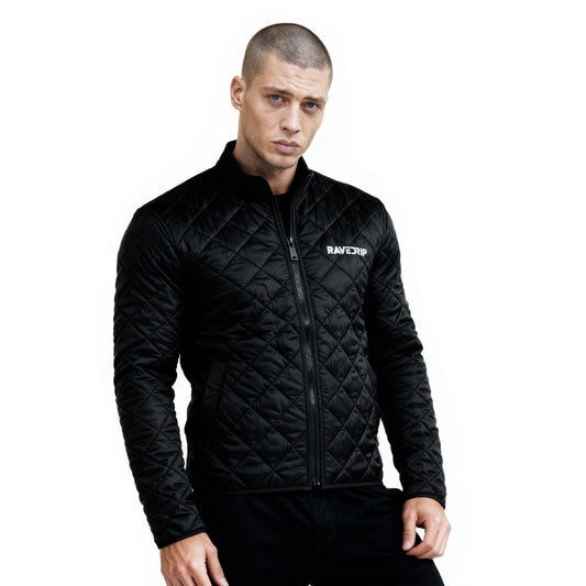 Rave Drip Men’s Quilted Full-Zip Jacket – Water-Repellent Streetwear