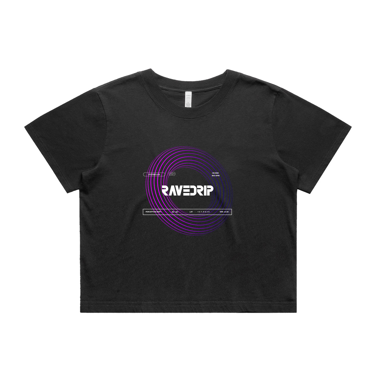 cropped oversized streetwear tee with vortex front graphic - front side