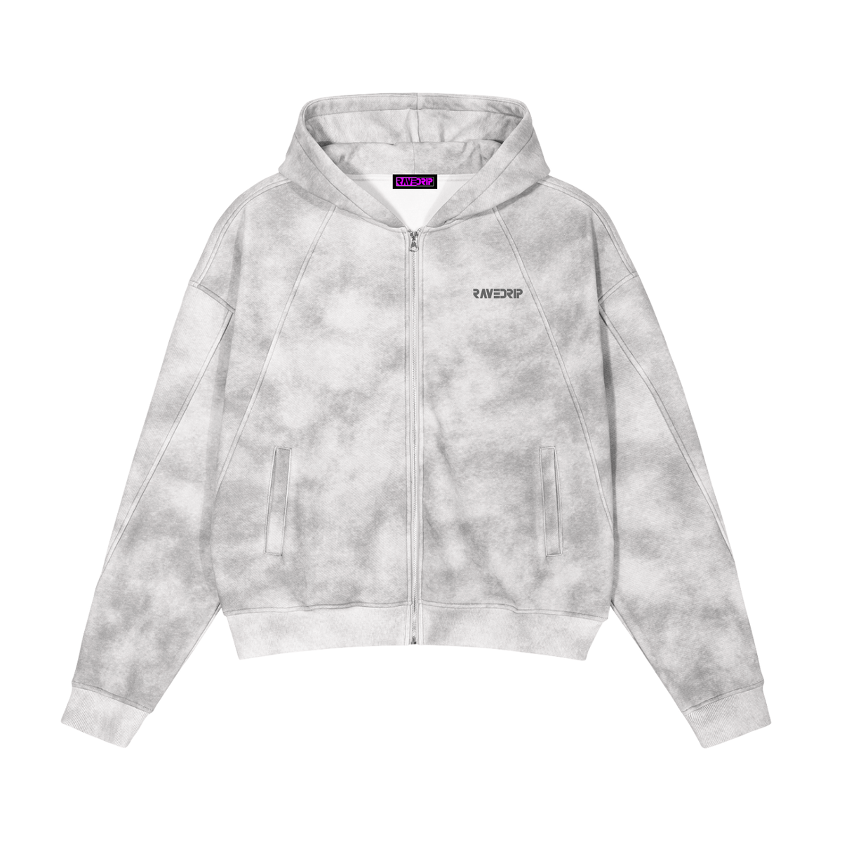 RAVEDRIP Dirty Washed Zip-Up Fleece Hoodie