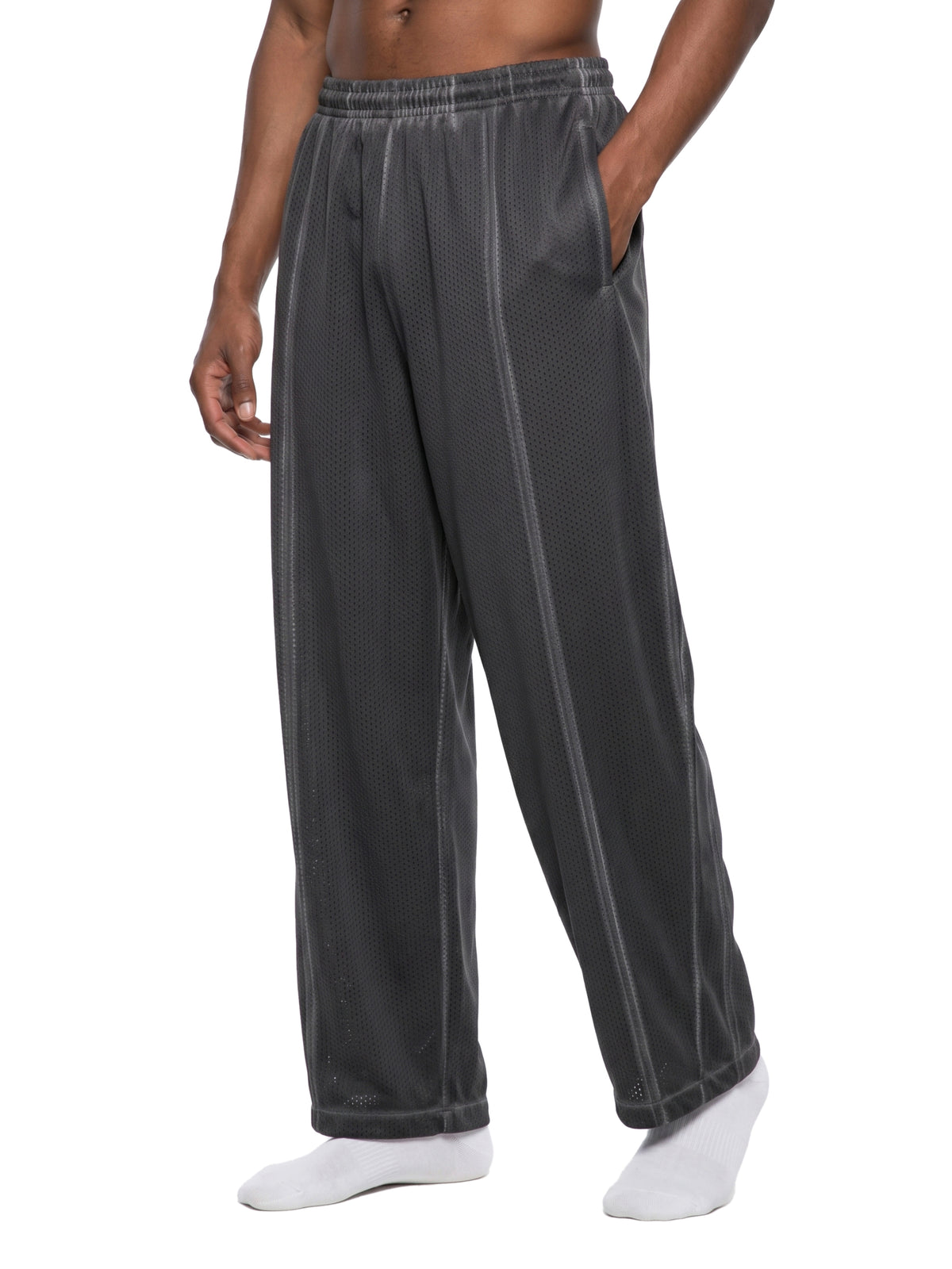 RAVEDRIP Unisex Vintage Wash Wide Leg Mesh Sweatpants