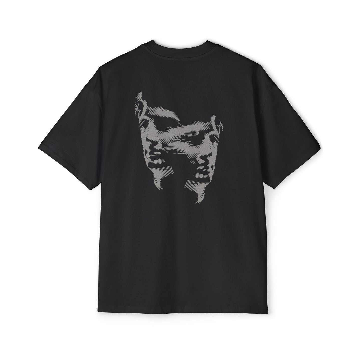oversized streetwear t shirt with dual portrait back graphic