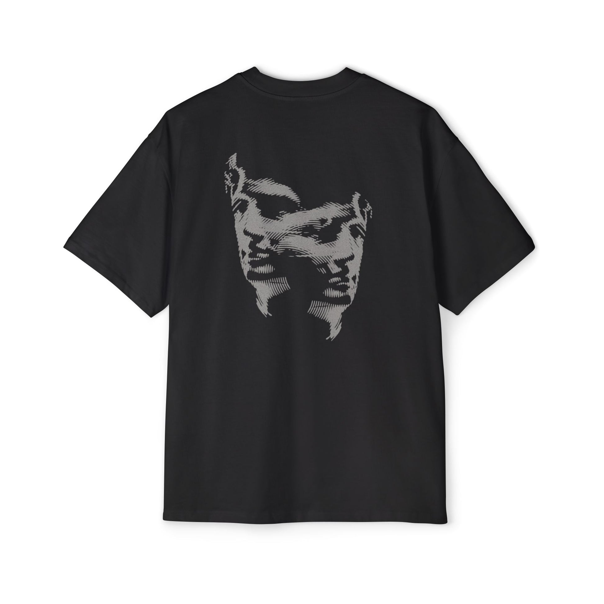 oversized streetwear t shirt with dual portrait back graphic