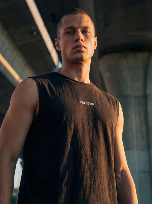 RAVEDRIP Muscle Tank Top, Minimal Logo Sleeveless Shirt