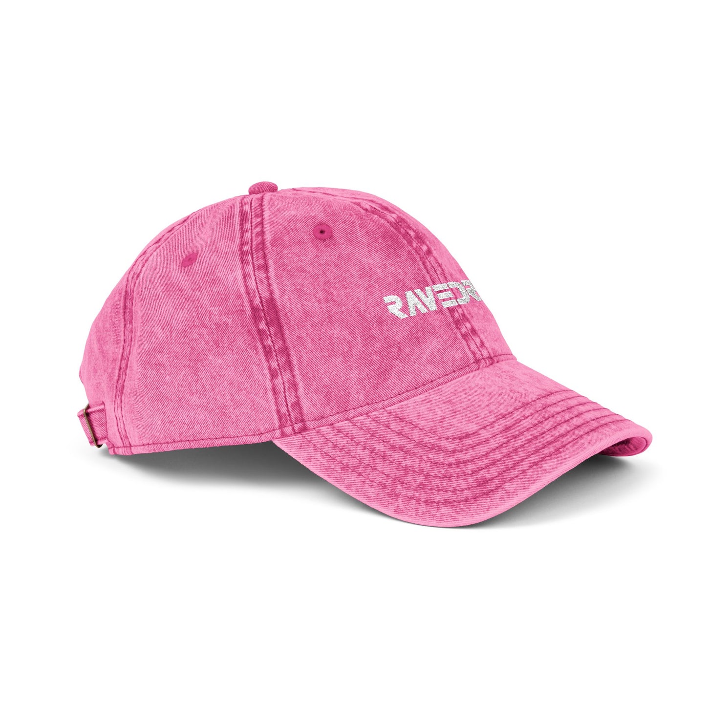 ravedrip cotton twill cap faded pink vintage streetwear hat side view flat lay